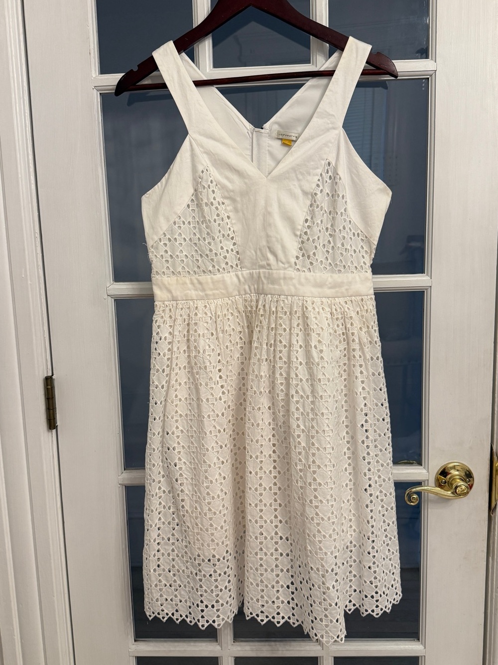 Anthropologie LEIFSDOTTIR Women’s Lila White Eyelet Fit & Flare Dress 12P